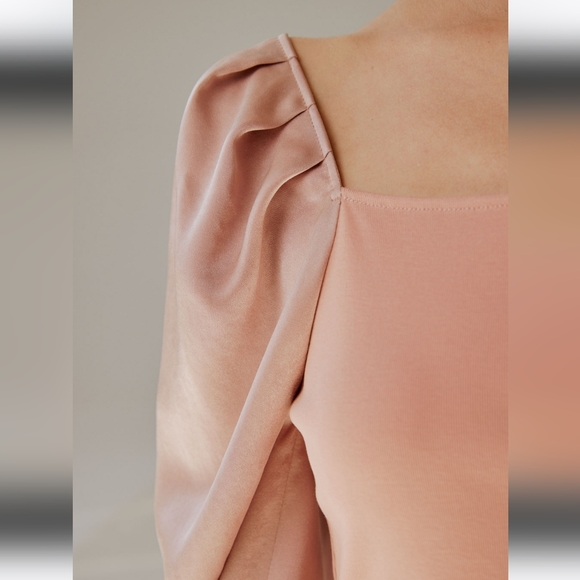 Square Neck Puff Sleeve Midi Dress (Peach Pink) - Nap Loungewear - Picture 5 of 12